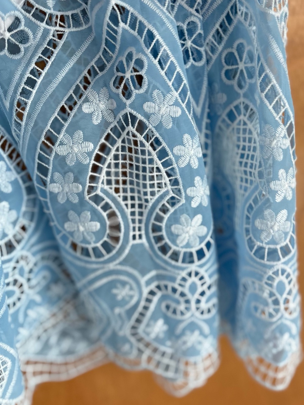 Boston Proper Two-Tone Lace Flounce Dress Airy Blue Size 4 - Picture 7 of 14